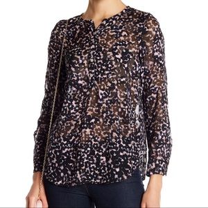Rebecca Taylor Sz 12 Silk Textured Leopard Blouse